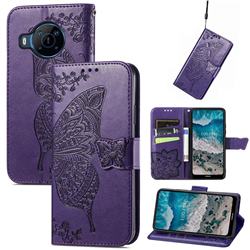 Embossing Mandala Flower Butterfly Leather Wallet Case for Nokia X100 - Dark Purple