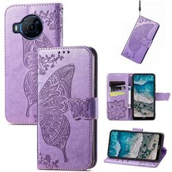 Embossing Mandala Flower Butterfly Leather Wallet Case for Nokia X100 - Light Purple