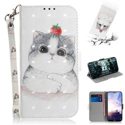 Cute Tomato Cat 3D Painted Leather Wallet Phone Case for Nokia 6.1 Plus (Nokia X6)