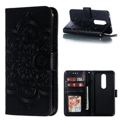 Intricate Embossing Datura Solar Leather Wallet Case for Nokia 6.1 Plus (Nokia X6) - Black