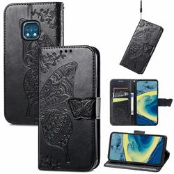 Embossing Mandala Flower Butterfly Leather Wallet Case for Nokia XR20 - Black