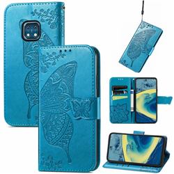 Embossing Mandala Flower Butterfly Leather Wallet Case for Nokia XR20 - Blue
