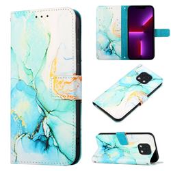 Green Illusion Marble Leather Wallet Protective Case for Nokia XR20