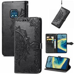 Embossing Imprint Mandala Flower Leather Wallet Case for Nokia XR20 - Black