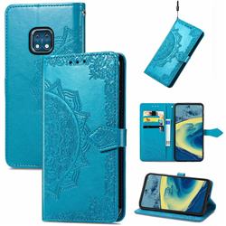 Embossing Imprint Mandala Flower Leather Wallet Case for Nokia XR20 - Blue