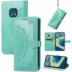 Embossing Imprint Mandala Flower Leather Wallet Case for Nokia XR20 - Green