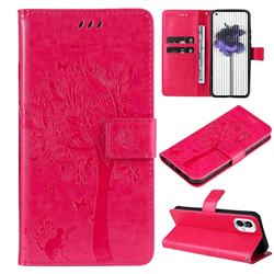 Embossing Butterfly Tree Leather Wallet Case for Nothing Phone 1 - Rose
