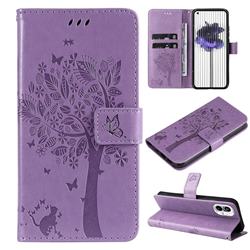 Embossing Butterfly Tree Leather Wallet Case for Nothing Phone 1 - Violet