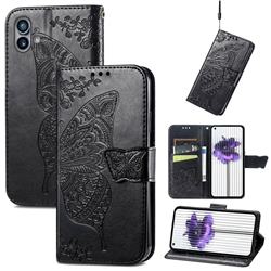Embossing Mandala Flower Butterfly Leather Wallet Case for Nothing Phone 1 - Black