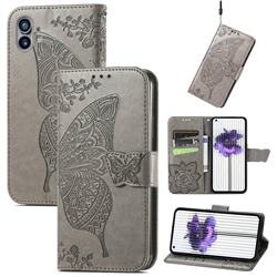 Embossing Mandala Flower Butterfly Leather Wallet Case for Nothing Phone 1 - Gray