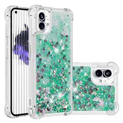 Dynamic Liquid Glitter Sand Quicksand TPU Case for Nothing Phone 1 - Green Love Heart