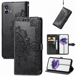 Embossing Imprint Mandala Flower Leather Wallet Case for Nothing Phone 1 - Black