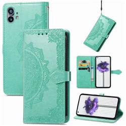 Embossing Imprint Mandala Flower Leather Wallet Case for Nothing Phone 1 - Green