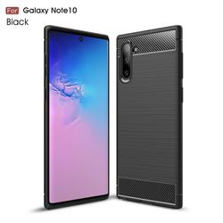 Luxury Carbon Fiber Brushed Wire Drawing Silicone TPU Back Cover for Samsung Galaxy Note 10 (6.28 inch) / Note10 5G - Black