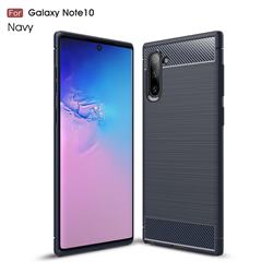 Luxury Carbon Fiber Brushed Wire Drawing Silicone TPU Back Cover for Samsung Galaxy Note 10 (6.28 inch) / Note10 5G - Navy