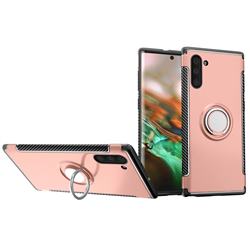 Armor Anti Drop Carbon PC + Silicon Invisible Ring Holder Phone Case for Samsung Galaxy Note 10 (6.28 inch) / Note10 5G - Rose Gold