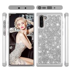 Glitter Rhinestone Bling Shock Absorbing Hybrid Defender Rugged Phone Case Cover for Samsung Galaxy Note 10 (6.28 inch) / Note10 5G - Gray