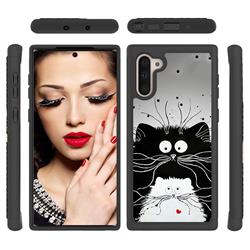 Black and White Cat Shock Absorbing Hybrid Defender Rugged Phone Case Cover for Samsung Galaxy Note 10 (6.28 inch) / Note10 5G