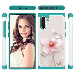 Pearl Flower Shock Absorbing Hybrid Defender Rugged Phone Case Cover for Samsung Galaxy Note 10 (6.28 inch) / Note10 5G