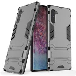 Armor Premium Tactical Grip Kickstand Shockproof Dual Layer Rugged Hard Cover for Samsung Galaxy Note 10 (6.28 inch) / Note10 5G - Gray