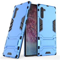 Armor Premium Tactical Grip Kickstand Shockproof Dual Layer Rugged Hard Cover for Samsung Galaxy Note 10 (6.28 inch) / Note10 5G - Light Blue