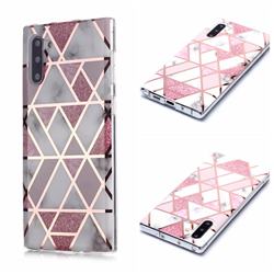 Pink Rhombus Galvanized Rose Gold Marble Phone Back Cover for Samsung Galaxy Note 10 (6.28 inch) / Note10 5G
