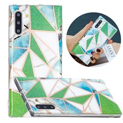 Green Triangle Painted Marble Electroplating Protective Case for Samsung Galaxy Note 10 (6.28 inch) / Note10 5G