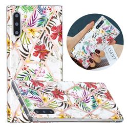 Tropical Rainforest Flower Painted Marble Electroplating Protective Case for Samsung Galaxy Note 10 (6.28 inch) / Note10 5G