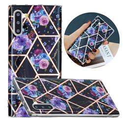 Black Flower Painted Marble Electroplating Protective Case for Samsung Galaxy Note 10 (6.28 inch) / Note10 5G