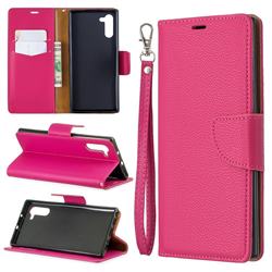 Classic Luxury Litchi Leather Phone Wallet Case for Samsung Galaxy Note 10 (6.28 inch) / Note10 5G - Rose