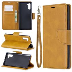 Classic Sheepskin PU Leather Phone Wallet Case for Samsung Galaxy Note 10 (6.28 inch) / Note10 5G - Yellow