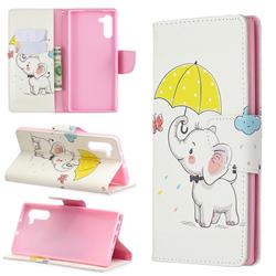 Umbrella Elephant Leather Wallet Case for Samsung Galaxy Note 10 (6.28 inch) / Note10 5G