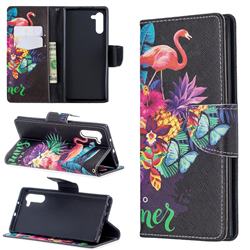 Flowers Flamingos Leather Wallet Case for Samsung Galaxy Note 10 (6.28 inch) / Note10 5G