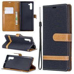 Jeans Cowboy Denim Leather Wallet Case for Samsung Galaxy Note 10 (6.28 inch) / Note10 5G - Black