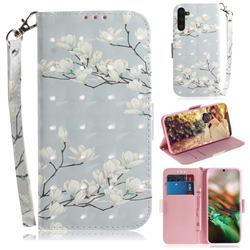 Magnolia Flower 3D Painted Leather Wallet Phone Case for Samsung Galaxy Note 10 (6.28 inch) / Note10 5G