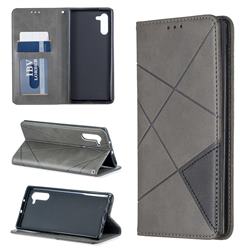 Prismatic Slim Magnetic Sucking Stitching Wallet Flip Cover for Samsung Galaxy Note 10 (6.28 inch) / Note10 5G - Gray