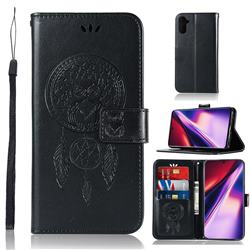 Intricate Embossing Owl Campanula Leather Wallet Case for Samsung Galaxy Note 10 (6.28 inch) / Note10 5G - Black