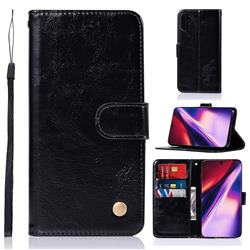 Luxury Retro Leather Wallet Case for Samsung Galaxy Note 10 (6.28 inch) / Note10 5G - Black