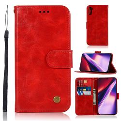 Luxury Retro Leather Wallet Case for Samsung Galaxy Note 10 (6.28 inch) / Note10 5G - Red