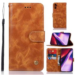 Luxury Retro Leather Wallet Case for Samsung Galaxy Note 10 (6.28 inch) / Note10 5G - Golden