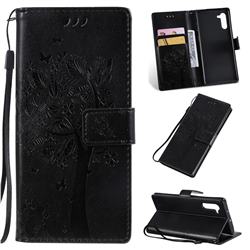 Embossing Butterfly Tree Leather Wallet Case for Samsung Galaxy Note 10 (6.28 inch) / Note10 5G - Black