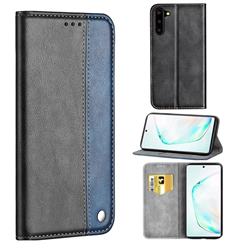 Classic Business Ultra Slim Magnetic Sucking Stitching Flip Cover for Samsung Galaxy Note 10 (6.28 inch) / Note10 5G - Blue