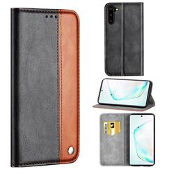 Classic Business Ultra Slim Magnetic Sucking Stitching Flip Cover for Samsung Galaxy Note 10 (6.28 inch) / Note10 5G - Brown