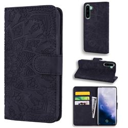 Retro Embossing Mandala Flower Leather Wallet Case for Samsung Galaxy Note 10 (6.28 inch) / Note10 5G - Black