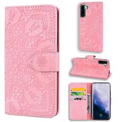 Retro Embossing Mandala Flower Leather Wallet Case for Samsung Galaxy Note 10 (6.28 inch) / Note10 5G - Pink