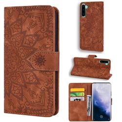 Retro Embossing Mandala Flower Leather Wallet Case for Samsung Galaxy Note 10 (6.28 inch) / Note10 5G - Brown