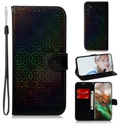 Laser Circle Shining Leather Wallet Phone Case for Samsung Galaxy Note 10 (6.28 inch) / Note10 5G - Black