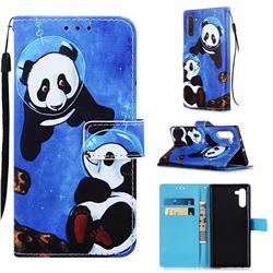 Undersea Panda Matte Leather Wallet Phone Case for Samsung Galaxy Note 10 (6.28 inch) / Note10 5G