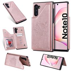 Luxury Tree and Cat Multifunction Magnetic Card Slots Stand Leather Phone Back Cover for Samsung Galaxy Note 10 (6.28 inch) / Note10 5G - Rose Gold
