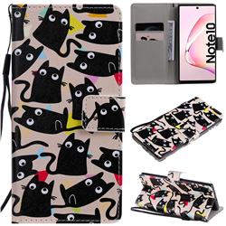 Cute Kitten Cat PU Leather Wallet Case for Samsung Galaxy Note 10 (6.28 inch) / Note10 5G